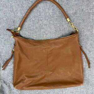 Silpada Tan Leather Shoulder Bag with Gold Details